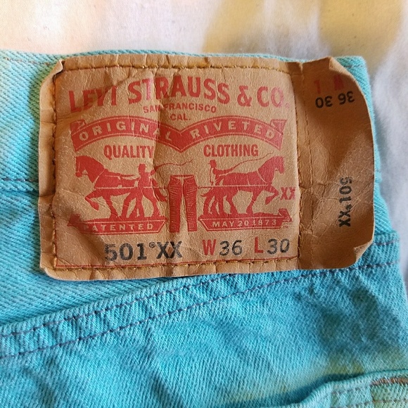 Levi Strauss and Co 501xx W36 L30 Teal Denim Jeans - Picture 2 of 3